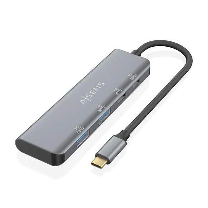 Aisens Hub USB 3.2 GEN1 5G USB-C - USB-C/M-2xUSB-C/H-2xUSB-A/H - 15cm - Color Gris 1
