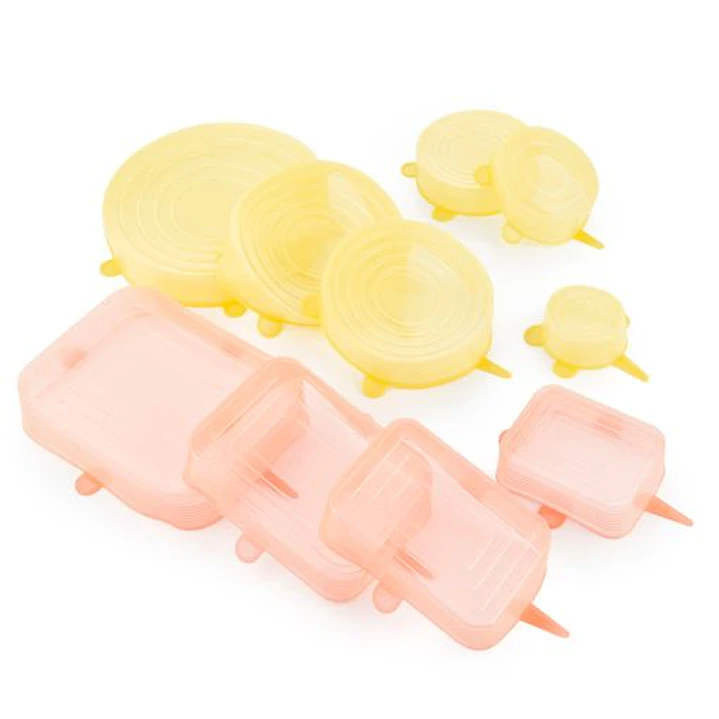 Innovagoods Lilyd Pack de 10 Tapas Ajustables y Reutilizables - Apto para Lavavajillas - Libre de BPA - Sistema Antigoteo - Diferentes Formatos - Colo 1