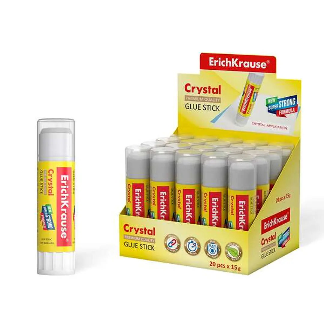 Erichkrause Crystal Pegamento en Barra Super Fuerte 15gr - Consumo Economico - Adhesion Rapida y Fiable - Color Transparente 1