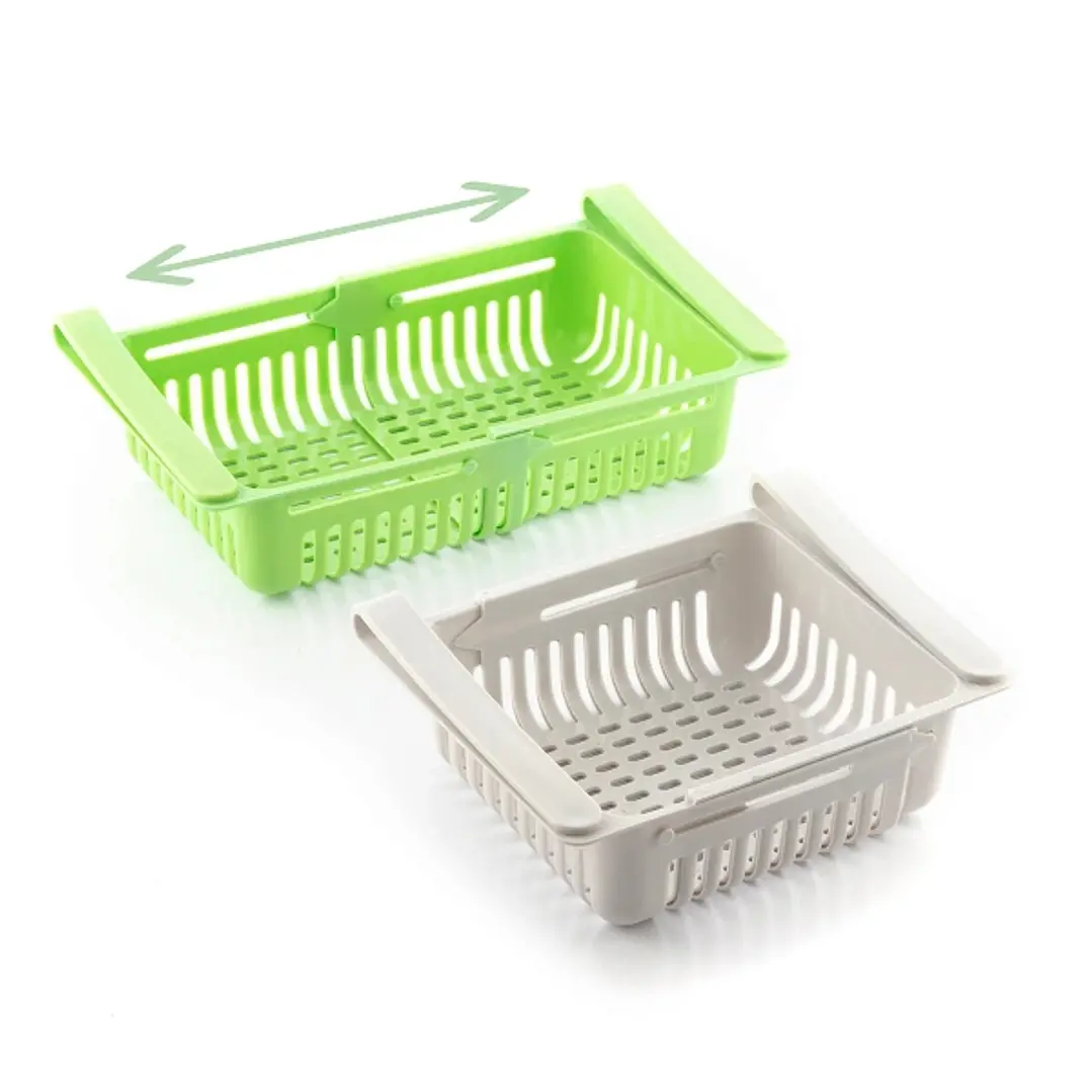 Innovagoods Friwer Pack de 2 Organizador Ajustable para Frigorifico - Facil Limpieza - Extensible - Pack de 2 Organizador Ajustable para Frigorifico - 1