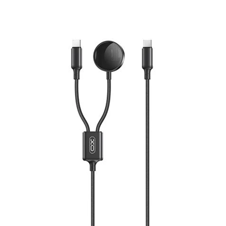 XO Cable USB 2 en 1 - 60W - Tipo C + Carga Magnetica Apple Watch - 1 Metro - Color Negro 1