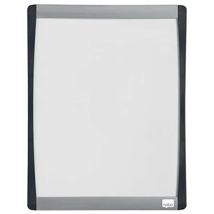 Nobo Mini Pizarra Magnetica con Marco Arqueado 215x280 - Elegante Diseño Plateado y Negro - Almohadillas Adhesivas e Imanes Incluidos - Blanco