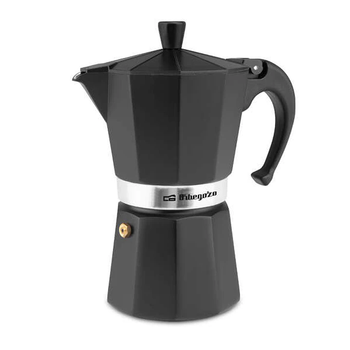 Orbegozo KFN 610 Cafetera de Aluminio Negra - Capacidad para Seis Tazas - Utilizable en Cocinas a Gas - Electricas y Vitroceramica - Asa Ergonomica -  1