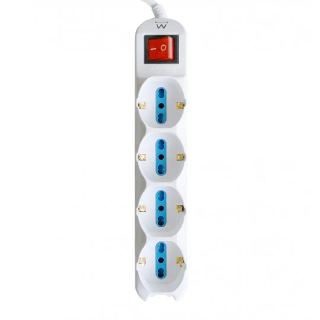 Ewent Regleta con 12 Tomas - 8 Tomas L + 4 Tomas L/F (Schuko) - Interruptor On/Off - Proteccion contra Sobretensiones - Proteccion Infantil - Cable de 1