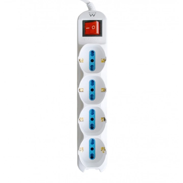 Ewent Regleta con 12 Tomas - 8 Tomas L + 4 Tomas L/F (Schuko) - Interruptor On/Off - Proteccion contra Sobretensiones - Proteccion Infantil - Cable de 1