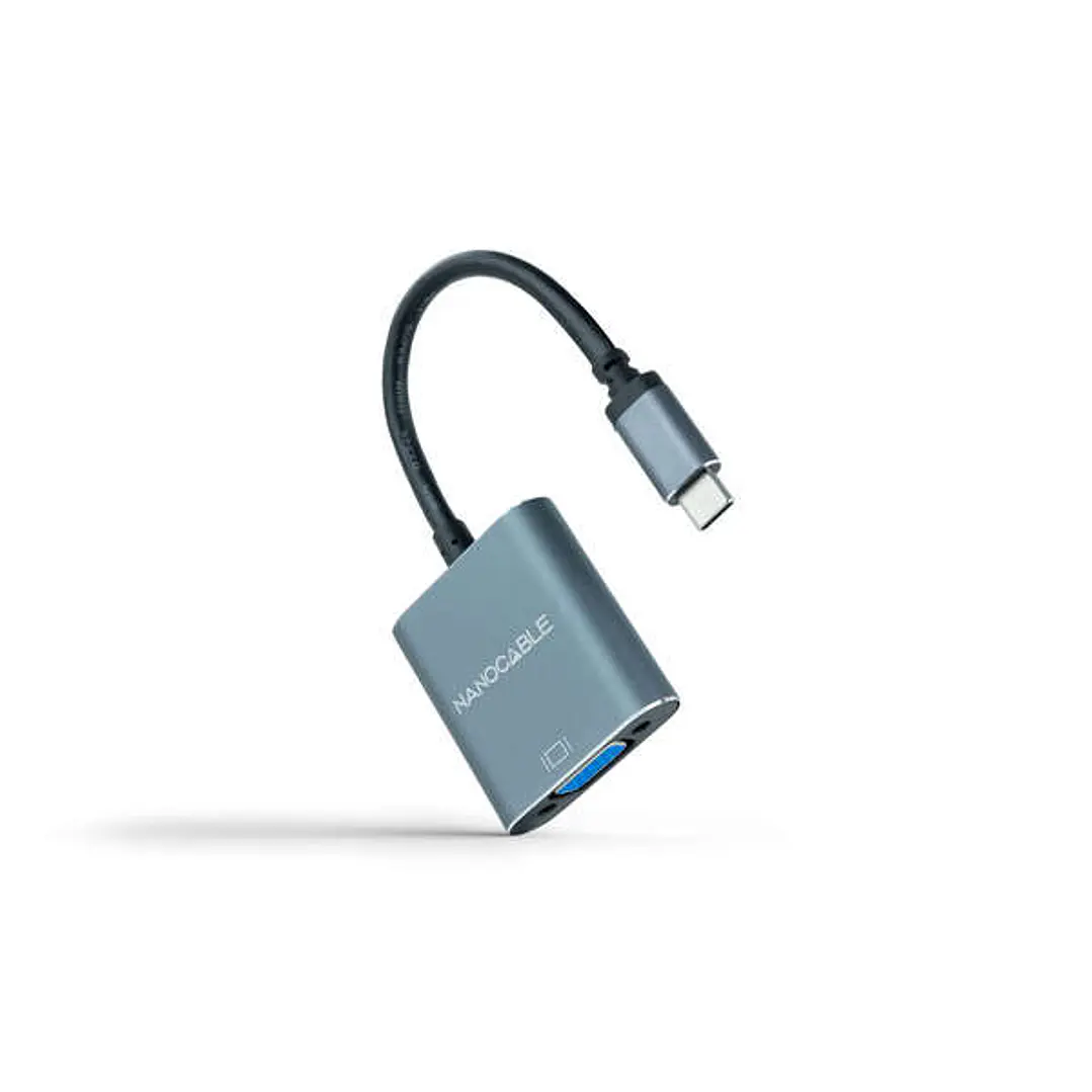 Nanocable Conversor USB-C A VGA - Aluminio - 10cm - Color Gris 1