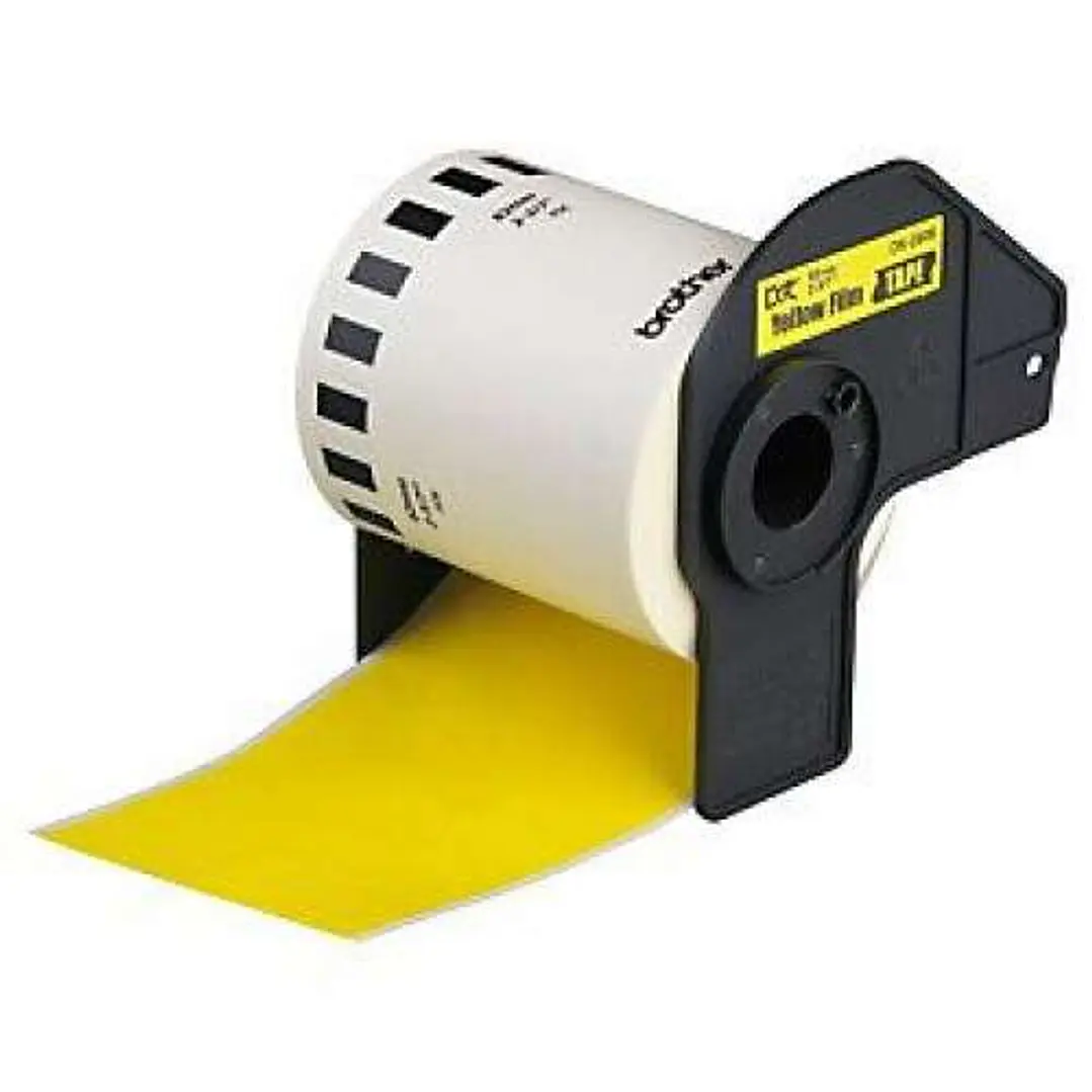 Brother DK22606 - Etiquetas Genericas de Tamaño personalizado - Ancho 62mm x 15,24 metros - Texto negro sobre fondo amarillo 1