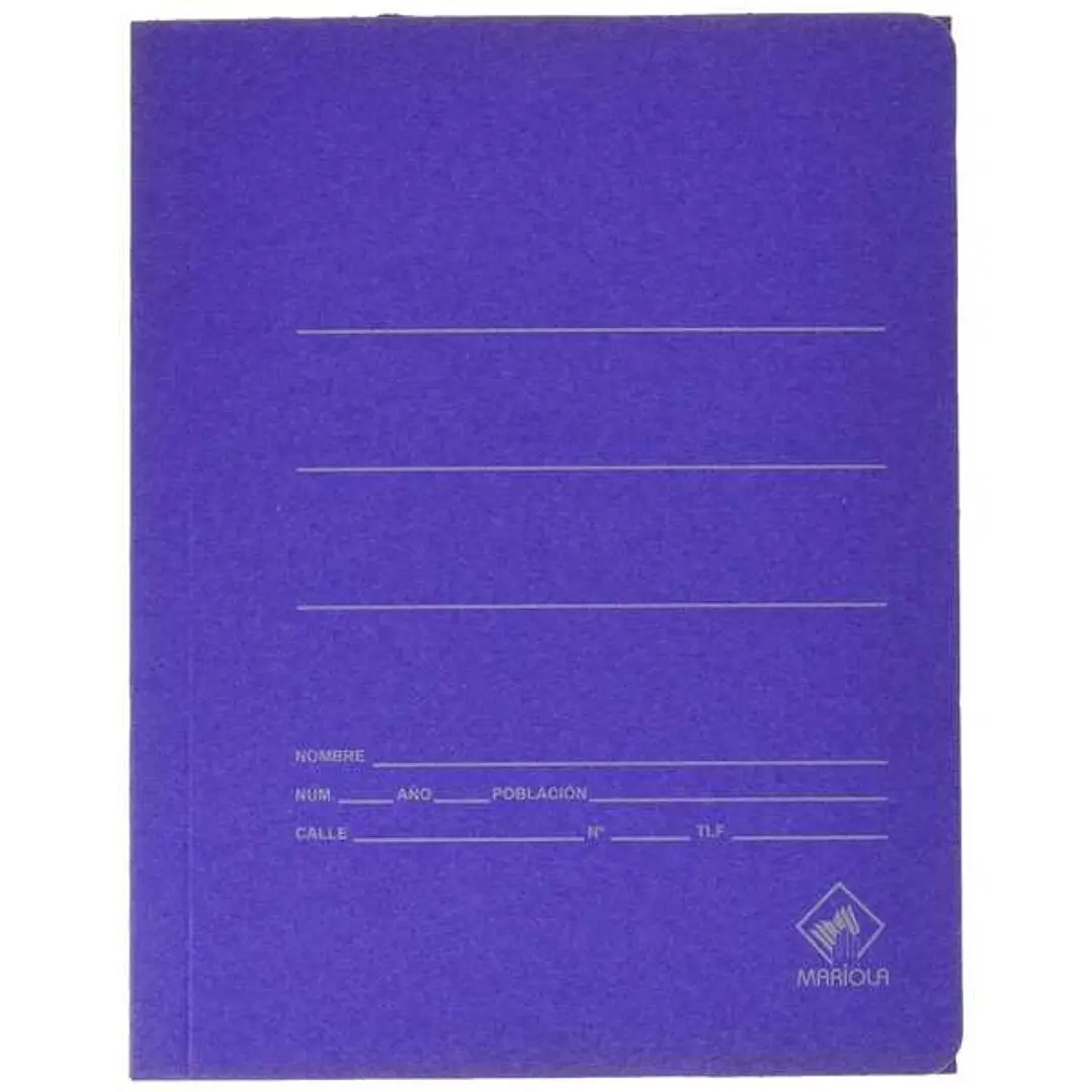 Mariola Carpeta de Carton con Bolsa Folio 500gr/m2 - Medidas 34x25x1cm - Cierre con Goma Elastica - Color Azul Mate 1