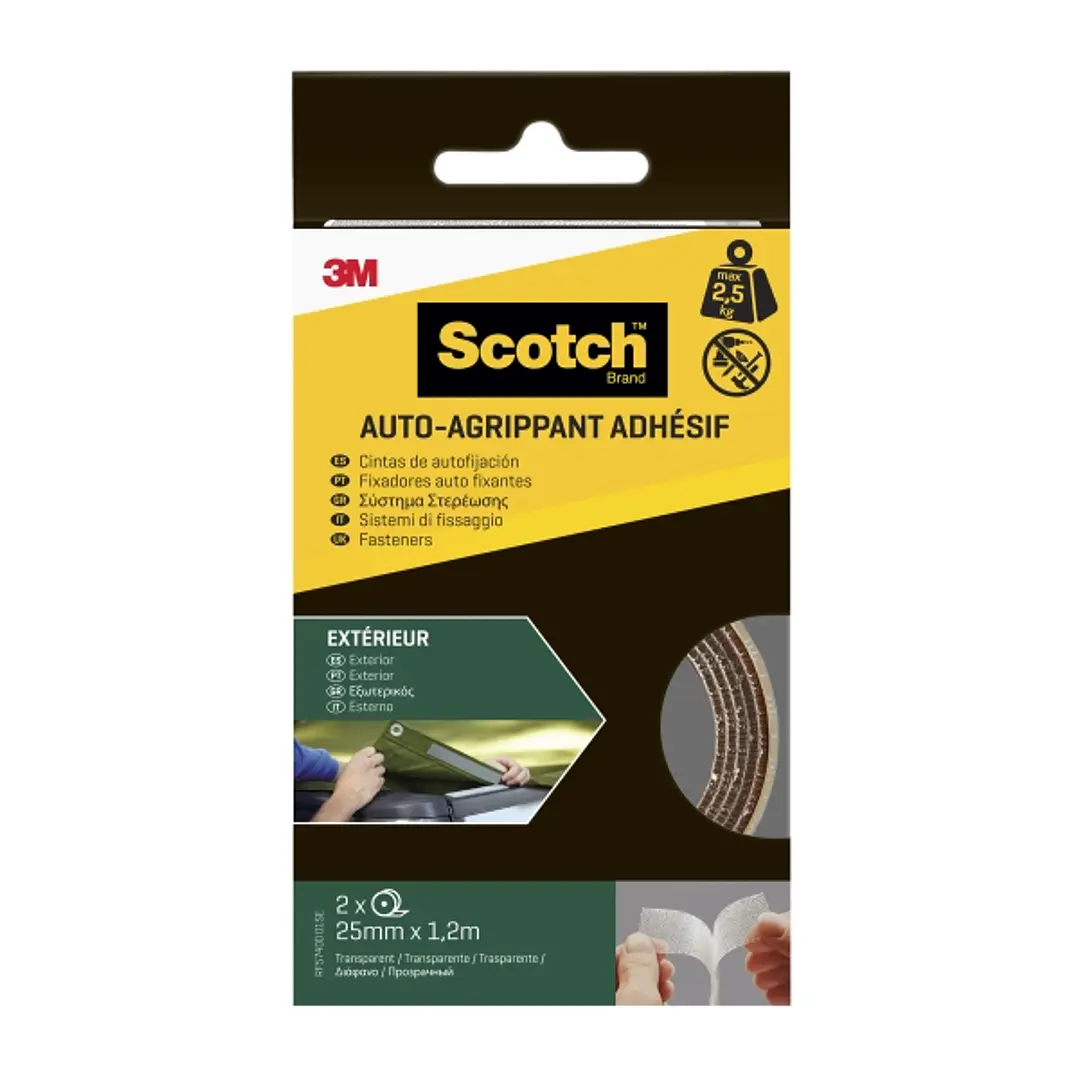 Scotch Cierres Adhesivos Reposicionables - 25mm x 1.2m - Uso en Exterior - Color Transparente 1