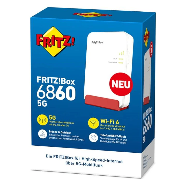 Fritz! Box6860 5G Router WiFi6 4x4 MIMO NanoSIM 4