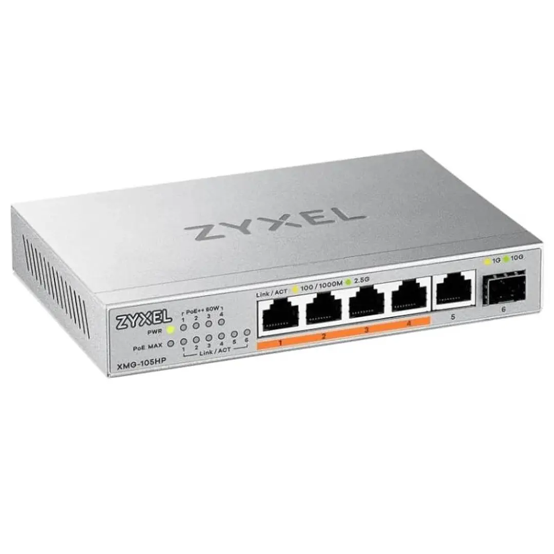 Zyxel XMG-105 Switch 5x2,5G 1xSFP+ PoE++ Desktop 1