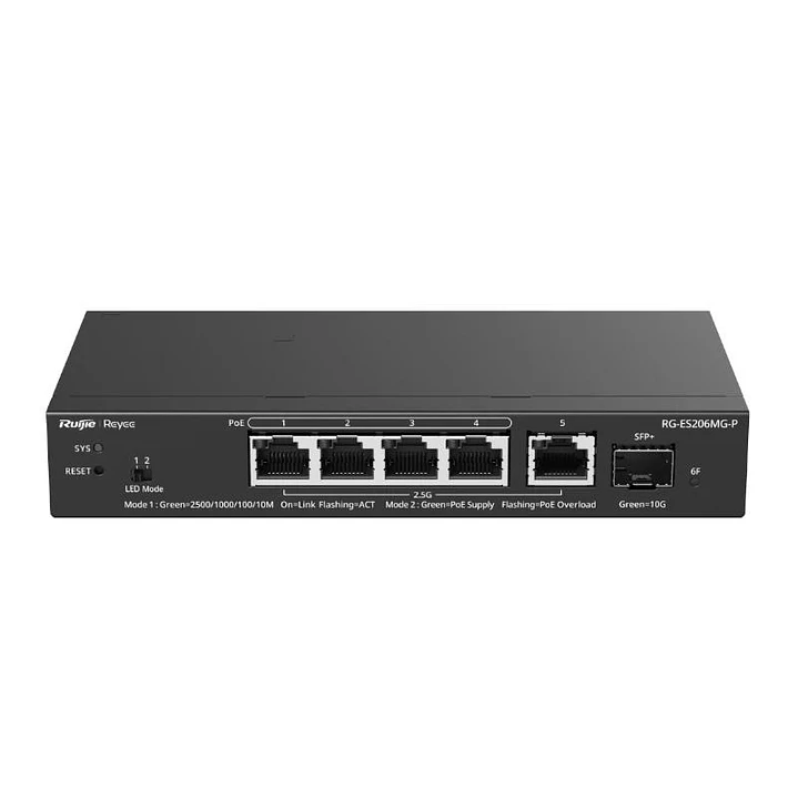Reyee ES206MG-P Switch 4xmGb PoE 1xSFP+ 70W 1