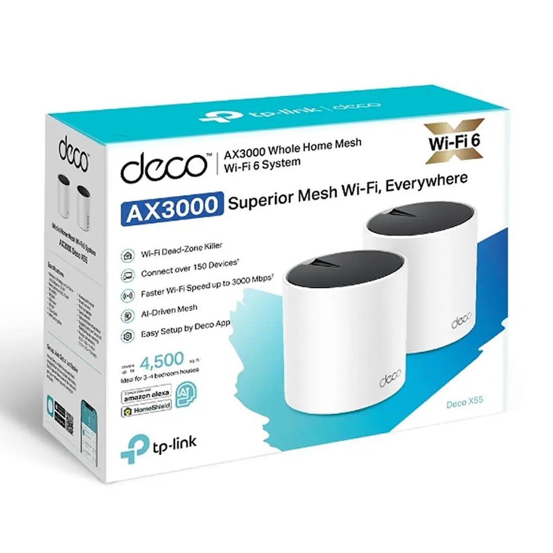TP-Link Deco X55(2-pack) WiFi6 AX3000 Dual Mesh 3