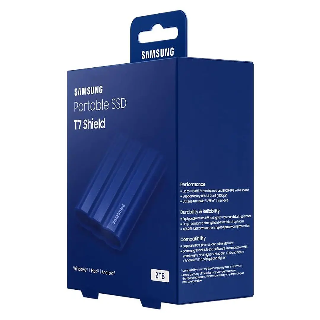 Samsung T7 Shield SSD Externo 2TB NVMe USB3.2 Azul 3