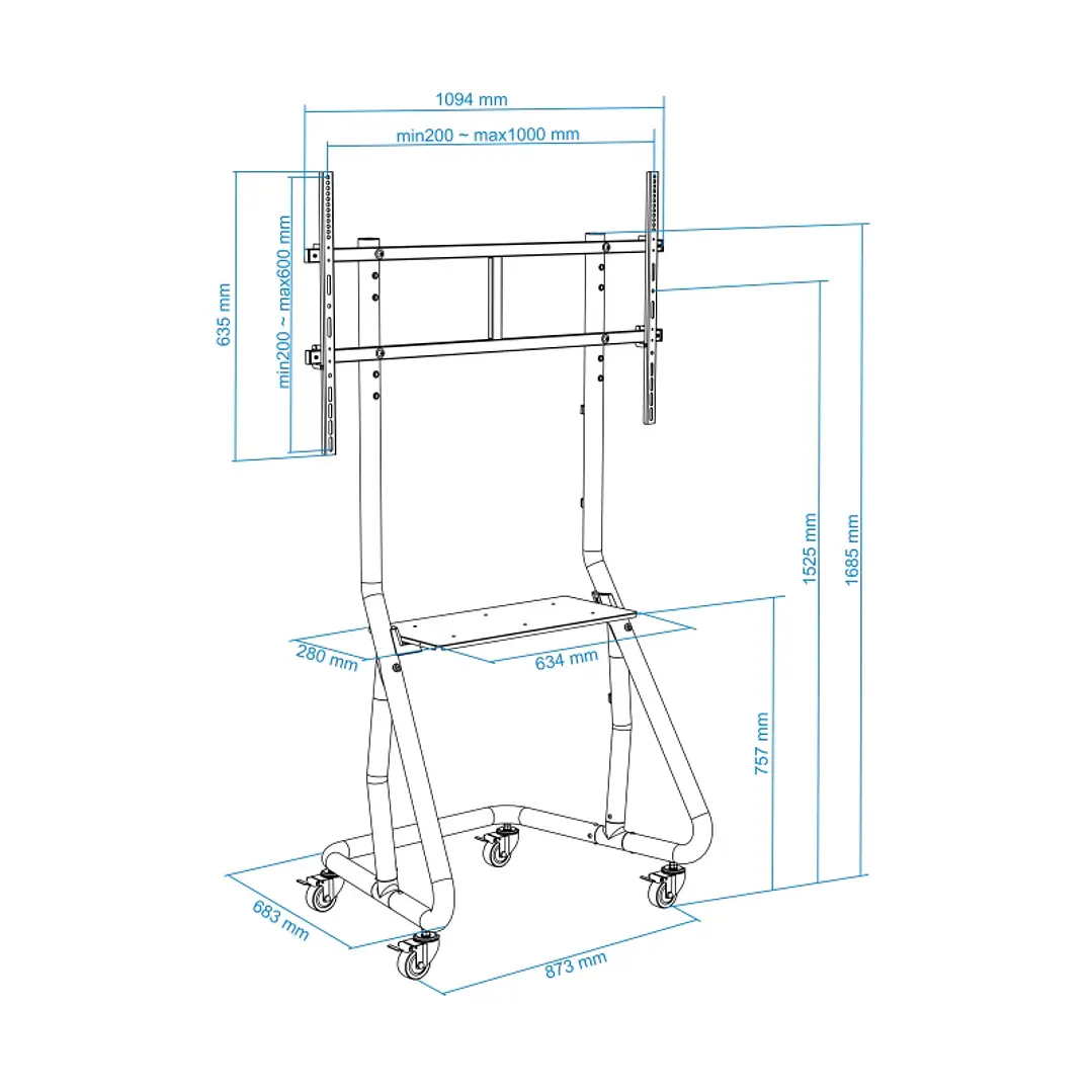 Tooq FS20200M-B Soporte Suelo Ruedas/Bases 60-105