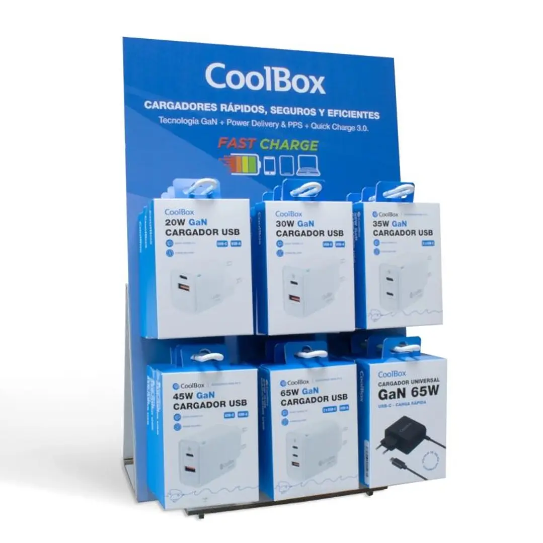 COOLBOX PACK 18 CARGADORES GAN + EXPOSITOR 1