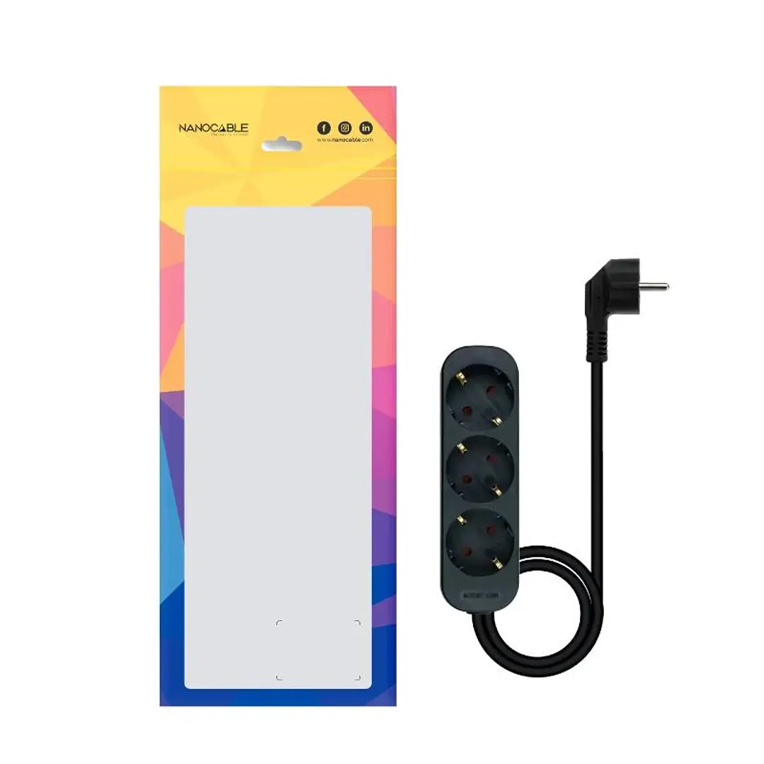 Nanocable Regleta de Enchufes 3 Tomas 1.4 m Negro 3