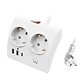 EWENT EW3870 Regleta 2  Shucko 2 Usb-A 1 Usb-C Bl. - thumbnail 1