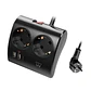 EWENT EW3871 Regleta 2  Shucko 2 Usb-A 1 Usb-C Neg - Miniatura 1