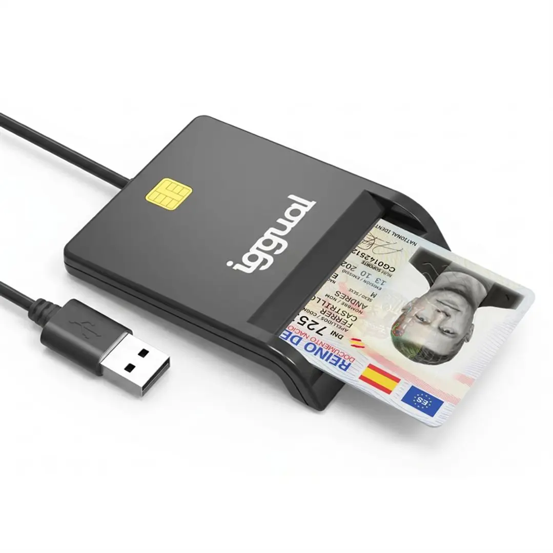 iggual Lector DNI SIP tarjetas ID USB 2.0 negro 1