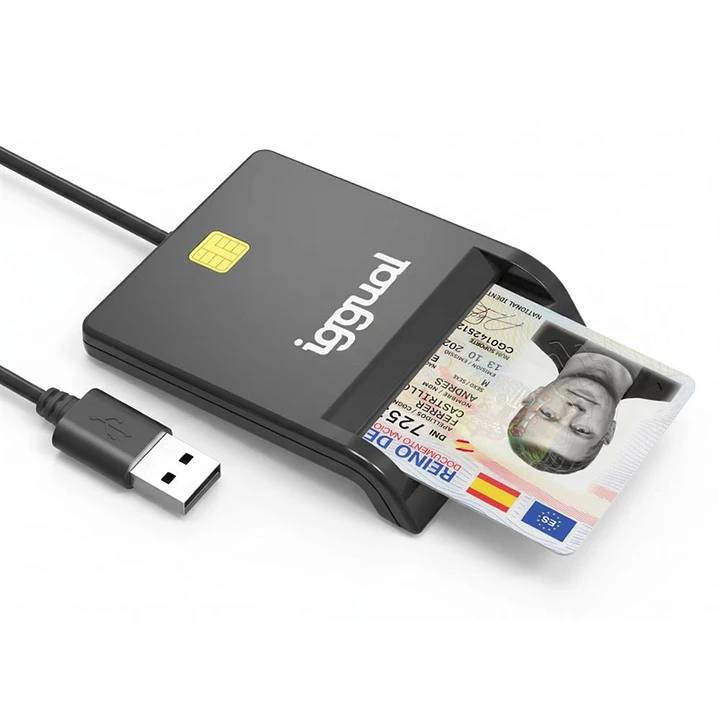iggual Lector DNI SIP tarjetas ID USB 2.0 negro 1