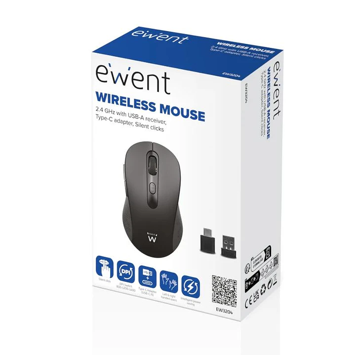 EWENT EW3204 Ratón inalámbrico 2.4GHz click silen 3