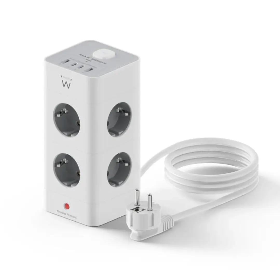 Ewent EW3864 Regleta 8 Tomas SHUCKO +2USB-A+2USB-C 2