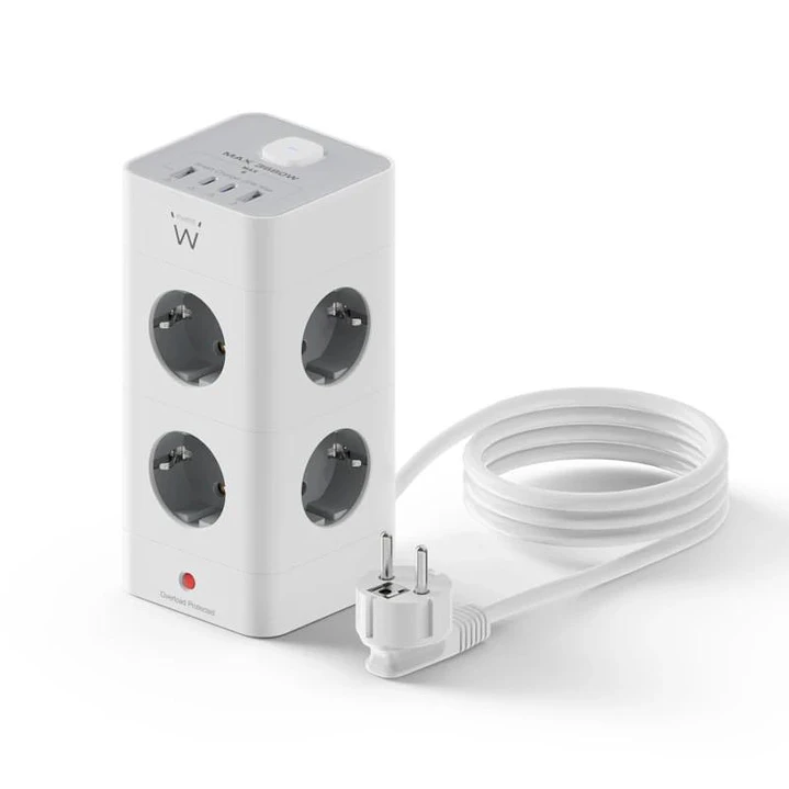 Ewent EW3864 Regleta 8 Tomas SHUCKO +2USB-A+2USB-C 2