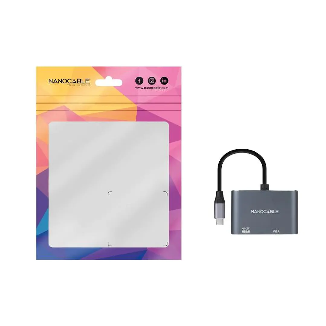 Nanocable Conversor USB-C/M a HDMI-VGA/H 15 cm 2
