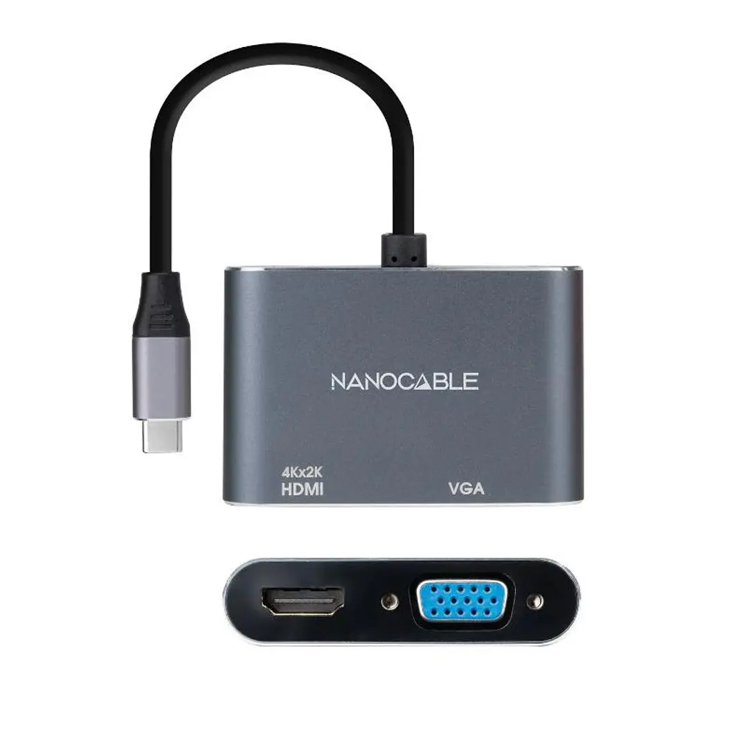 Nanocable Conversor USB-C/M a HDMI-VGA/H 15 cm 3
