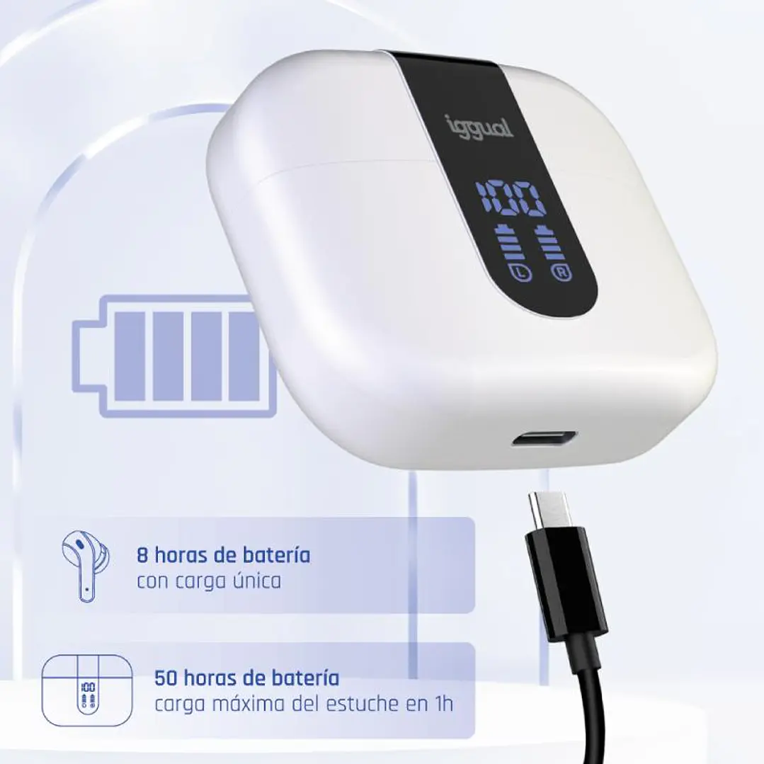 iggual Auriculares inalámbricos TWS Bluetooth blan 3