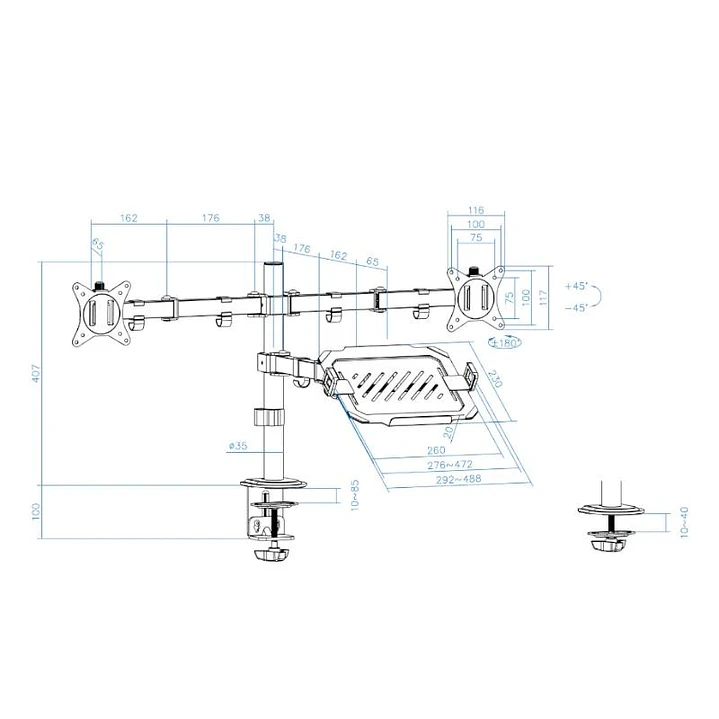 Tooq DB1202TN-B Soporte mesa 2 pantallas+ portatil 3