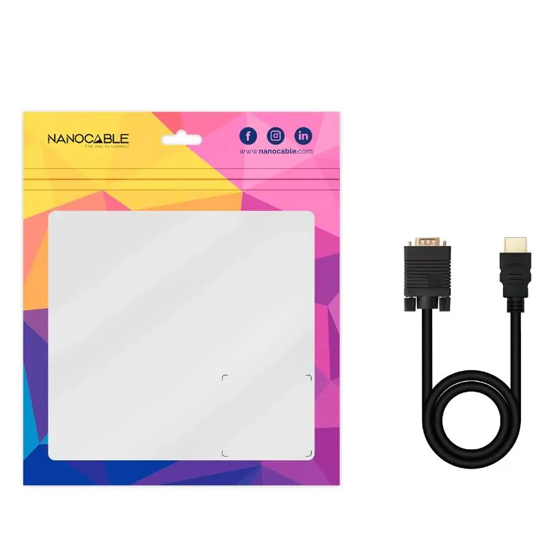 Nanocable Conversor HDMI a VGA M-M, 1.8 m Negro 4
