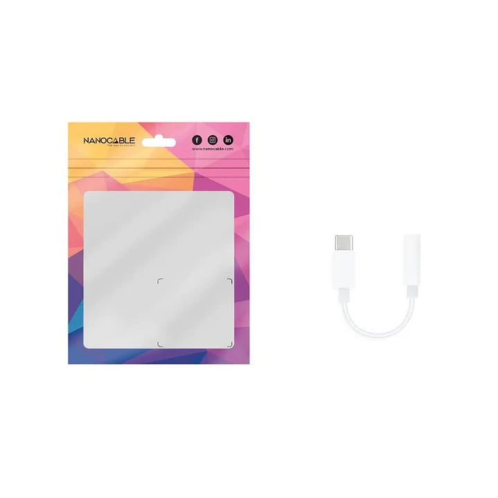Nanocable Adaptador Audio USB-C-M a Jack-H, Blanco 3
