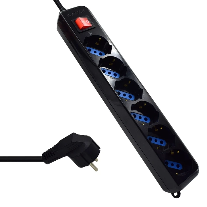 Ewent EW3924 Regleta 6 tomas con proteccion Negro 1