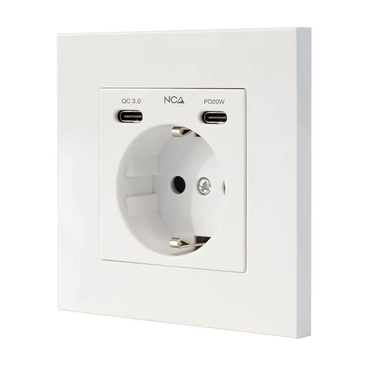 Nanocable Base Pared toma SCHUKO 2USB Max .2.4A 1