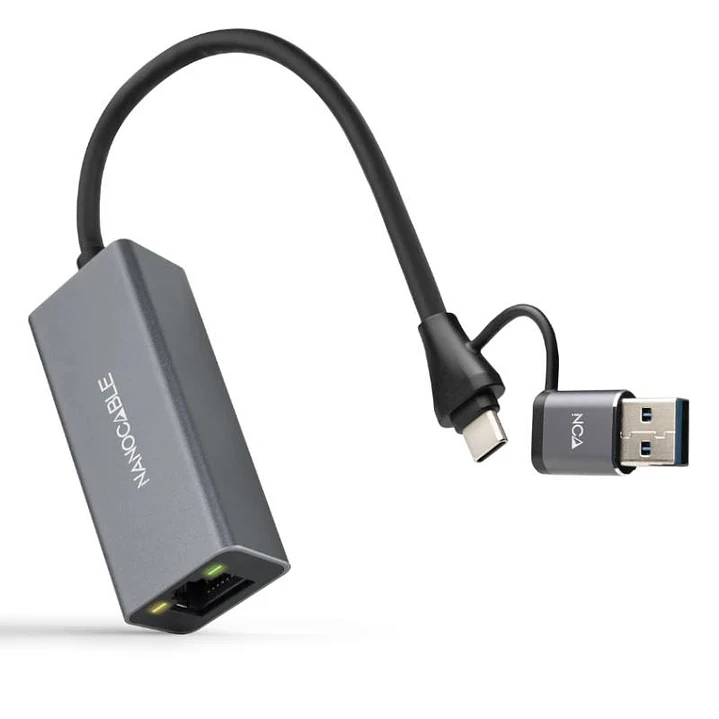 Nanocable Conversor USB-C+USB-A/M 3.0 RJ45 15cm 1