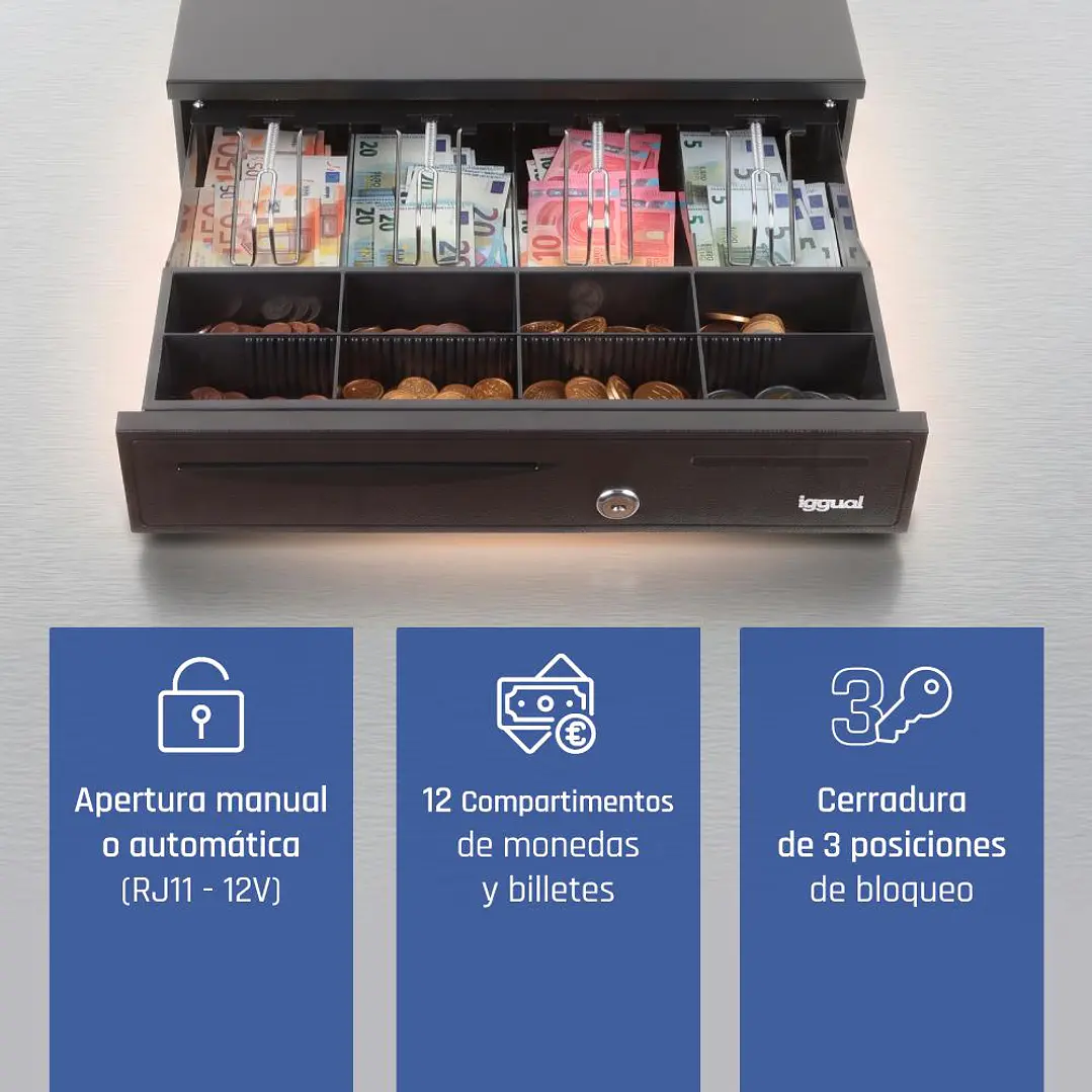 iggual Cajón portamonedas IRON-20 42cm 4+8 negro 2