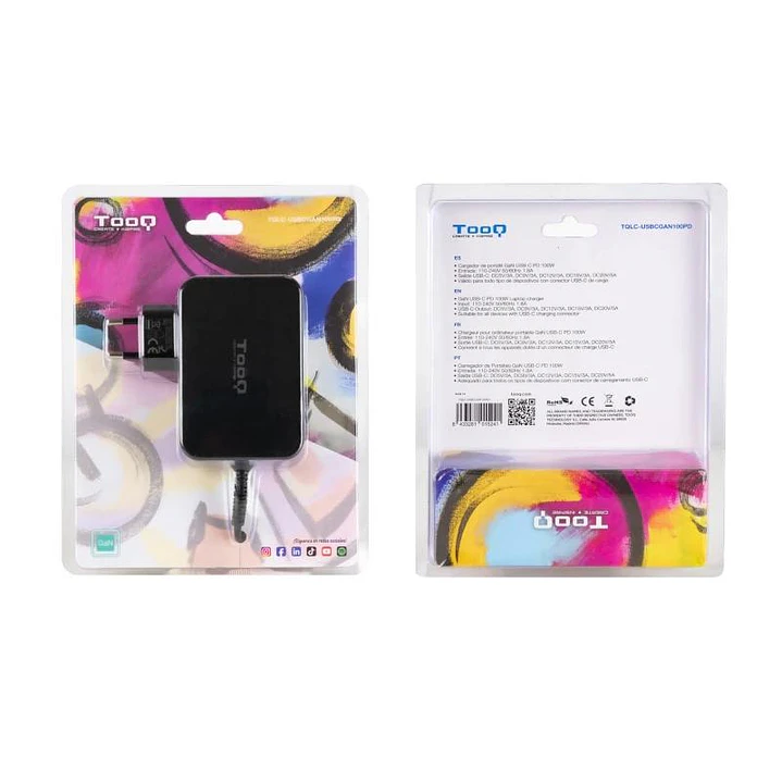 Tooq Cargador portátil GAN USB-C PD 100W Negro 4