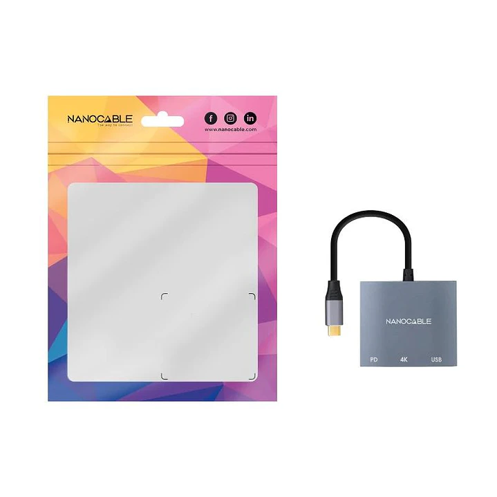 Nanocable Conversor USB-C a HDMI/USB3.0/PD 15 cm 2