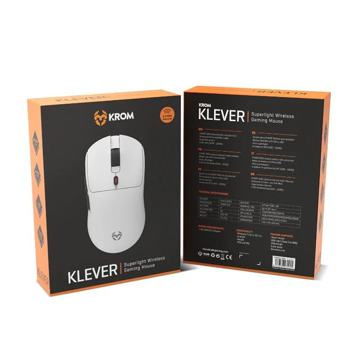 KROM KLEVER Raton gaming superligero wireless Blco 4