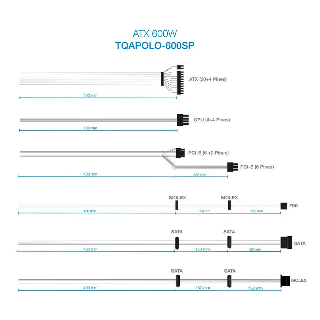 Tooq Fuente Alimentación TQAPOLO-600SP 600W 3