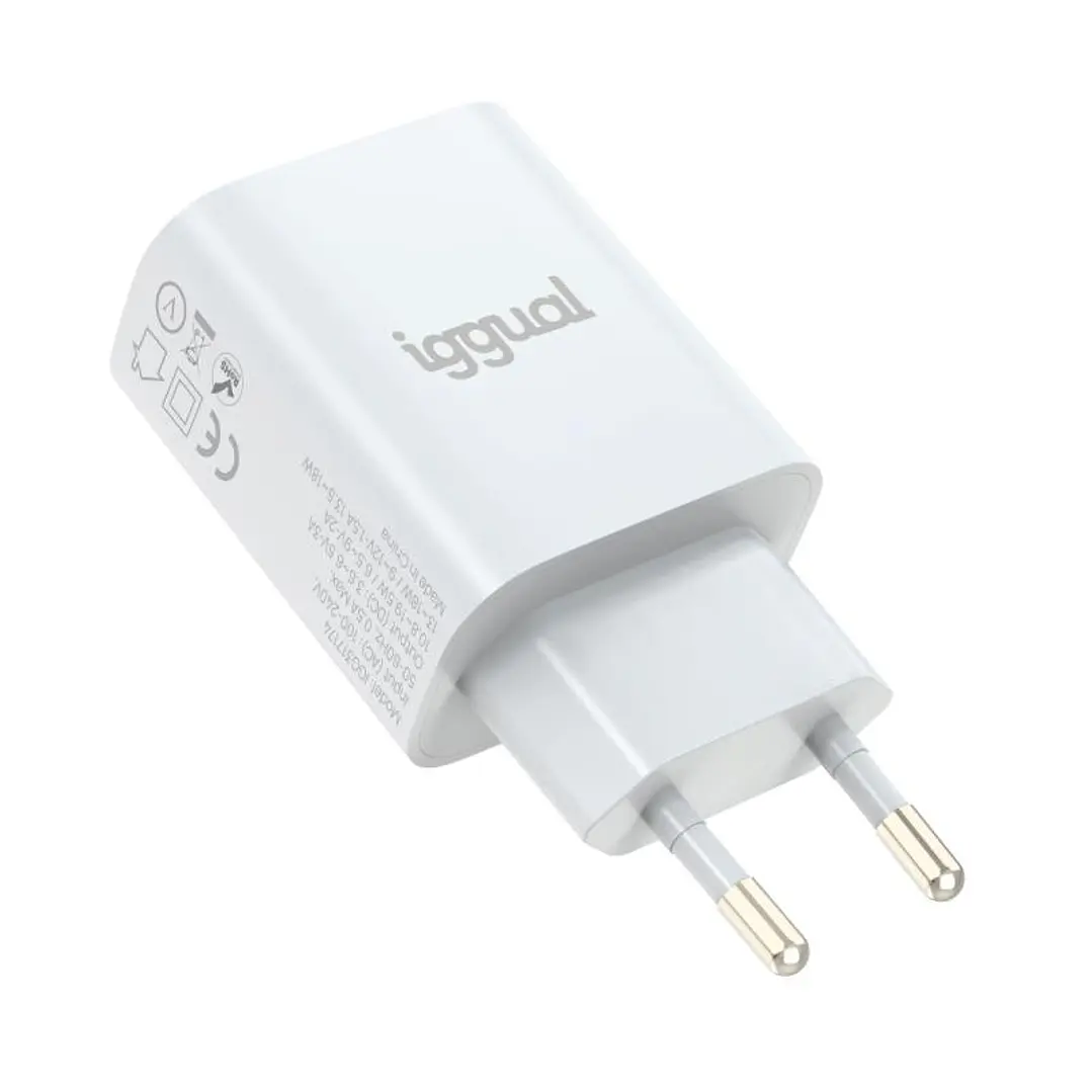 iggual Cargador 1xUSB-A carga rápida QC3.0 18W 2