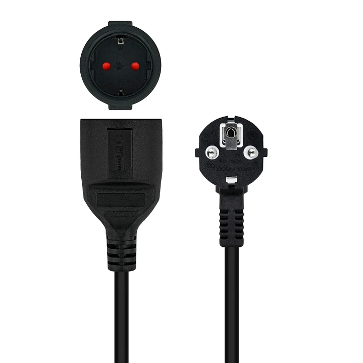 Nanocable Cable Alim. Alargador schuko negro 5 M 2