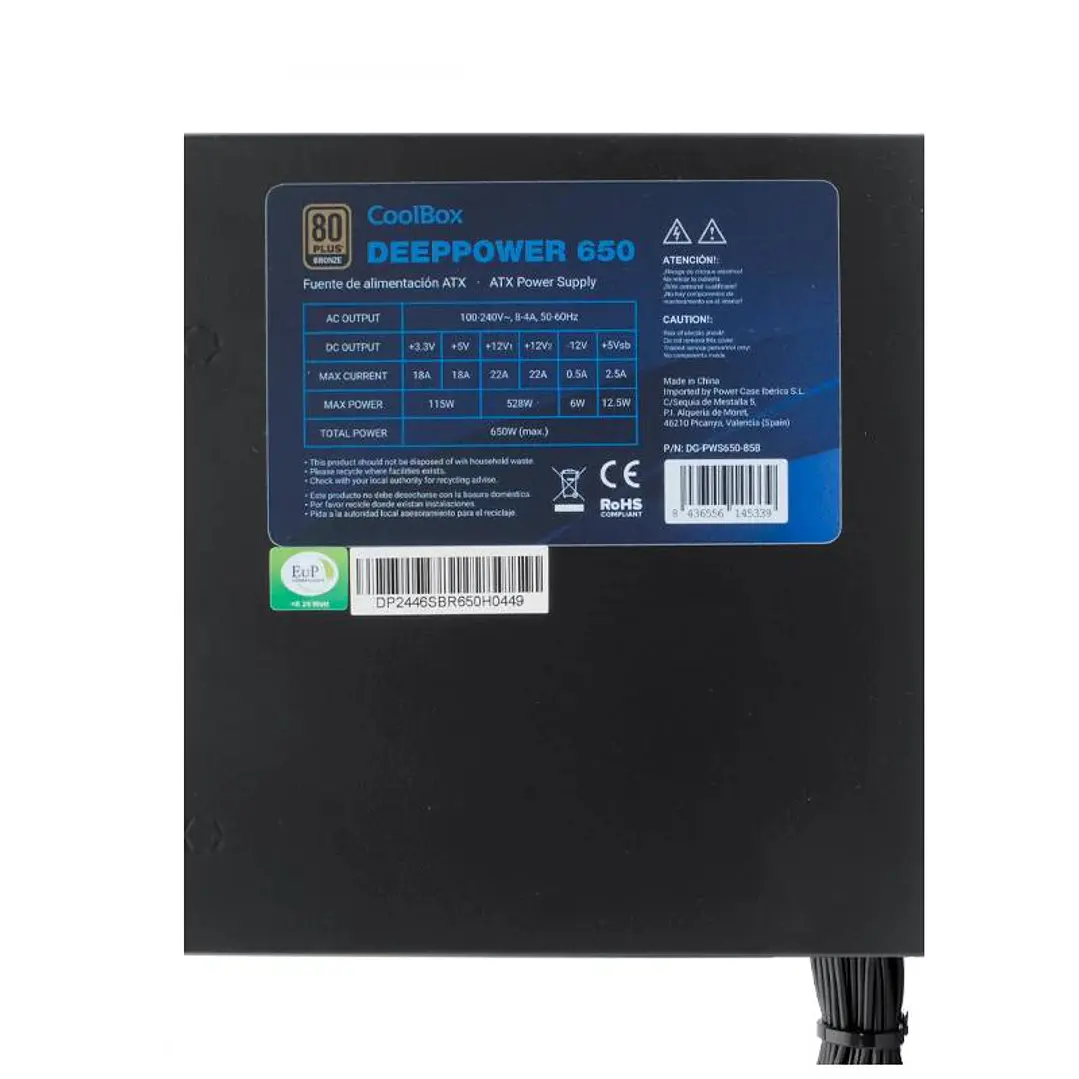 Coolbox Gaming Fuente Al. DeepPower 650w 80+bronze 3
