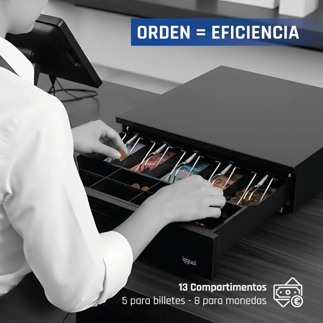 iggual Cajón Portamonedas IRON-50 42cm 5+8 negro 4