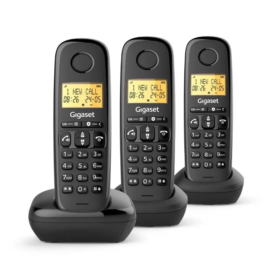Gigaset Basic 100 Inalámbrico DECT Negro Trio 1