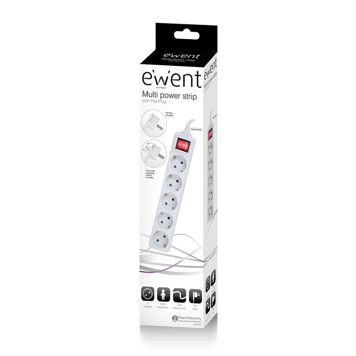EWENT EW3955  Regleta 5 Tomas / 1 interruptor 1.5m 4