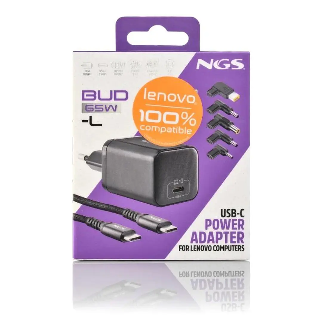 NGS PACK CARGA USBC 65W+CABL 1,5M+5 CLAVIJ LENOVO 2