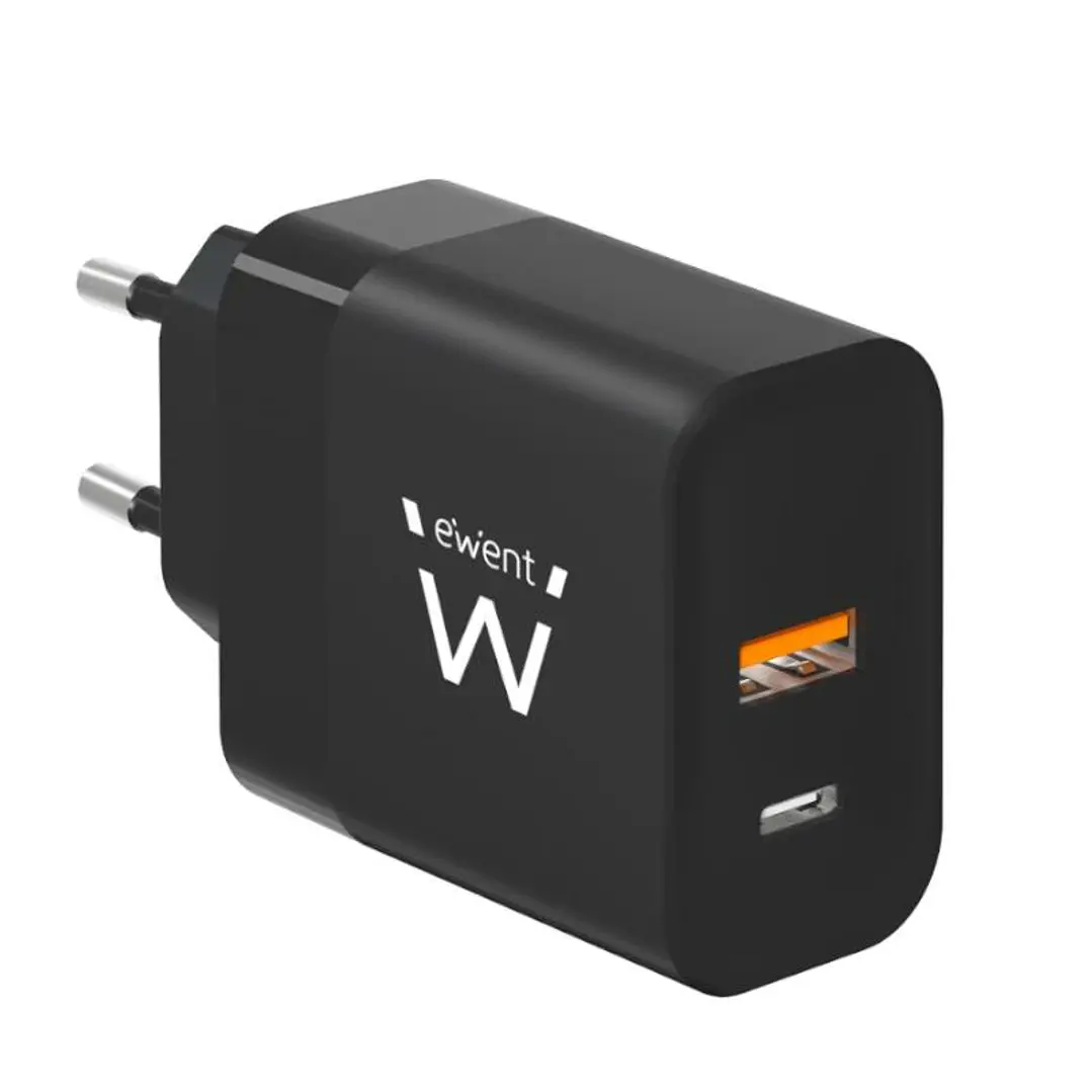 Ewent Cargador Rapido USB-A Y USB-C  GanFast 45W 2